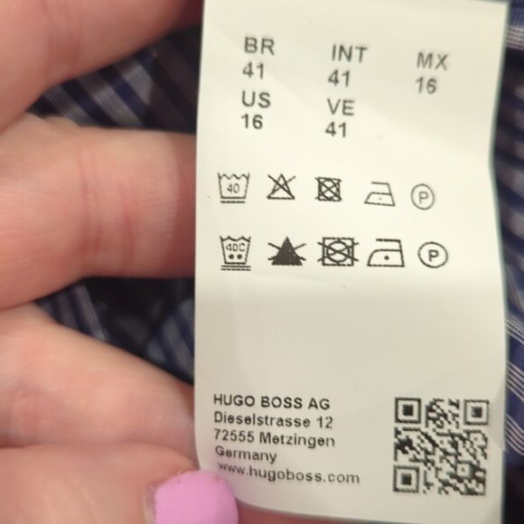 Hugo Boss REGULAR FIT STRETCH Blue checkered long sleeve dress shirt - Picture 5 of 7